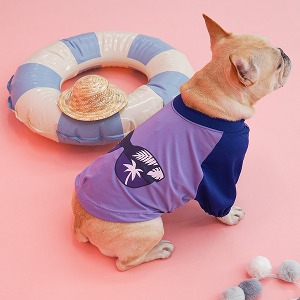 리얼펫 하와이 라운드 래쉬가드 (바이올렛)강아지 수영복 강아지옷